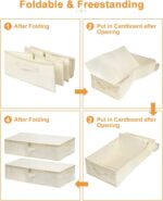 punemi Underbed wedding dress storage box, 2 Pack Clothing Storage Bags W/Upgraded Handles, Large Capacity Underbed Shoe Container Organizer for Blanket, Pillows, Comforters & Quilts, Beige - Image 9