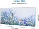 Butterfly Large Gaming Mouse Pad, Extended Floral Mousepad, Big Long Flower Mouse Mat for Keyboard, Computer, (Purple, 31.5 * 11.8 in) - Image 5