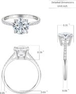14K White Gold 1-3 Carat Lab Grown Diamond Engagement Ring,IGI Certificate Classic 4-Prong Round Cut with Halo Setting,D-E Color VS1-VS2 Clarity,Wedding Band for Women - Image 3