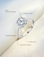 14K White Gold 1-3 Carat Lab Grown Diamond Engagement Ring,IGI Certificate Classic 4-Prong Round Cut with Halo Setting,D-E Color VS1-VS2 Clarity,Wedding Band for Women - Image 4