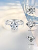 14K White Gold 1-3 Carat Lab Grown Diamond Engagement Ring,IGI Certificate Classic 4-Prong Round Cut with Halo Setting,D-E Color VS1-VS2 Clarity,Wedding Band for Women - Image 5