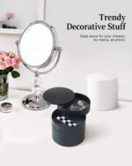 CONBOLA Jewelry Organizer, Small Jewelry Storage Box Earring Holder for Women, 5-Layer Rotating Travel Jewelry Tray Case with Lid for Bracelets Rings Bracelets(Black) - Image 8
