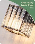 EDISHINE Hardwired Bathroom Light Fixtures, Modern Wall Sconces Set of Two, Crystal Bathroom Vanity Llight, Indoor Lighting Fixtures Over Mirror, Black Wall Lamp for Bedroom - Image 3