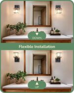 EDISHINE Hardwired Bathroom Light Fixtures, Modern Wall Sconces Set of Two, Crystal Bathroom Vanity Llight, Indoor Lighting Fixtures Over Mirror, Black Wall Lamp for Bedroom - Image 4