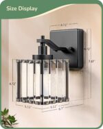 EDISHINE Hardwired Bathroom Light Fixtures, Modern Wall Sconces Set of Two, Crystal Bathroom Vanity Llight, Indoor Lighting Fixtures Over Mirror, Black Wall Lamp for Bedroom - Image 5