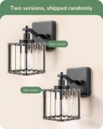 EDISHINE Hardwired Bathroom Light Fixtures, Modern Wall Sconces Set of Two, Crystal Bathroom Vanity Llight, Indoor Lighting Fixtures Over Mirror, Black Wall Lamp for Bedroom - Image 6