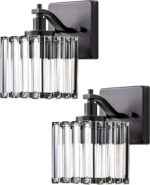 EDISHINE Hardwired Bathroom Light Fixtures, Modern Wall Sconces Set of Two, Crystal Bathroom Vanity Llight, Indoor Lighting Fixtures Over Mirror, Black Wall Lamp for Bedroom - Image 10