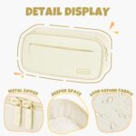 SUNEE Cute Pencil Case, Large Capacity Pencil Pouch, 900D Oxford Big Storage Office Organizer for Stationery, Zipper Pen Bag Makeup Bag, Back to School Supplies for Teen Girls Boys Women Men, Beige - Image 6