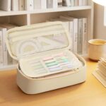 SUNEE Cute Pencil Case, Large Capacity Pencil Pouch, 900D Oxford Big Storage Office Organizer for Stationery, Zipper Pen Bag Makeup Bag, Back to School Supplies for Teen Girls Boys Women Men, Beige - Image 8