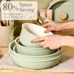 CAROTE Pots and Pans Set, Nonstick Cookware Set Detachable Handle, 19pcs Induction Kitchen Cookware Sets Non Stick with Removable Handle, RV Cookware Set, Oven Safe, Sage Green - Image 8