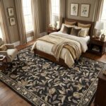 GarveeHome 8x10 Area Rugs for Living Room, Boho Leaf Rugs for Bedroom with Soft Low Pile, Non Slip Botanical Bird Large Washable Rug 8x10 for Dining Room Stain Resistant Brown Throw Rug - Image 3