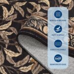 GarveeHome 8x10 Area Rugs for Living Room, Boho Leaf Rugs for Bedroom with Soft Low Pile, Non Slip Botanical Bird Large Washable Rug 8x10 for Dining Room Stain Resistant Brown Throw Rug - Image 6