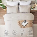 CozyLux King Size Comforter Set - 3 Pieces Beige Soft Luxury Cationic Dyeing Bedding Comforter for All Season, Breathable Lightweight Fluffy Boho Bed Sets with 1 Comforter and 2 Pillow Shams - Image 3