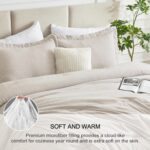 CozyLux King Size Comforter Set - 3 Pieces Beige Soft Luxury Cationic Dyeing Bedding Comforter for All Season, Breathable Lightweight Fluffy Boho Bed Sets with 1 Comforter and 2 Pillow Shams - Image 4