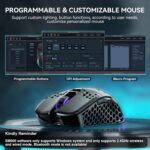 SOLAKAKA SM600 Honeycomb Shell Gaming Mouse Wireless,Tri-Modes BT/2.4G Wireless/Type-C Wired Gamer Mouse with 2 Side Buttons, Macro Programmable and RGB Light for PC/Mac/Laptop,Black - Image 7