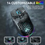 SOLAKAKA SM600 Honeycomb Shell Gaming Mouse Wireless,Tri-Modes BT/2.4G Wireless/Type-C Wired Gamer Mouse with 2 Side Buttons, Macro Programmable and RGB Light for PC/Mac/Laptop,Black - Image 8