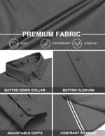 COOFANDY Mens Casual Button Down Shirt Untucked Long Sleeve Stretch Denim Dress Shirt - Image 5