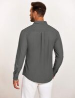 COOFANDY Mens Casual Button Down Shirt Untucked Long Sleeve Stretch Denim Dress Shirt - Image 6