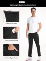 Men's Elastic Waist Hiking Pants Water Resistant Quick-Dry Lightweight Outdoor Sweatpants with Zipper Pockets - Image 7
