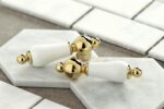 Kingston Brass KB1602PL Heritage 4-Inch Centerset Lavatory Faucet with Porcelain Lever Handle, Polished Brass - Image 3