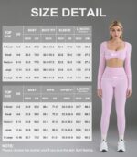 OMKAGI 2 Piece Workout Sets for Women Long Sleeve Padded Sports Bra High Waisted Gym Outfits with Pocket - Image 7