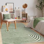 Lahome Green Washable Rug 5x7, Soft Kids Rugs for Bedroom Mid Century Modern Area Rugs for Living Room, Non-Slip Ultra-Thin Stain Resistance Abstract Rug for Kid Nursery Large Playroom(5'X7',Green) - Image 3