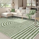 Lahome Green Washable Rug 5x7, Soft Kids Rugs for Bedroom Mid Century Modern Area Rugs for Living Room, Non-Slip Ultra-Thin Stain Resistance Abstract Rug for Kid Nursery Large Playroom(5'X7',Green) - Image 4