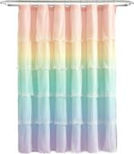 Lush Decor Rainbow Ombre Nerina Ruffled Shower Curtain Single 72" W x 72" L Rainbow -Colorful Shower Curtains for Bathroom - Kids Bathroom Decor - Image 8