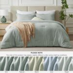 CozyLux King Size Comforter Set - 3 Pieces Sage Green Soft Luxury Cationic Dyeing Bedding Comforter for All Season, Breathable Lightweight Fluffy Boho Bed Sets with 1 Comforter and 2 Pillow Shams - Image 7