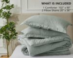 CozyLux King Size Comforter Set - 3 Pieces Sage Green Soft Luxury Cationic Dyeing Bedding Comforter for All Season, Breathable Lightweight Fluffy Boho Bed Sets with 1 Comforter and 2 Pillow Shams - Image 8