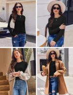 Ekouaer Womens Long Sleeve Shirts Casual Crew Neck Tops Loose Fit Thermal Undershirt Base Layer Trendy Clothes XS-XXL - Image 3