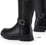 Girls Black Boots Fashion Knee High Booties for Toddler/Little Kids - Image 5