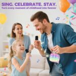 Karaoke Machine for Kids, Portable Mini Speaker with 2 Wireless Microphones, 2026 TOP Kids Gifts for Girls Ages 3, 4, 5, 6, 7, 8, 9, 10, 12 +Years Old, 4-12th Birthday Present Toy Party (Purple) - Image 8