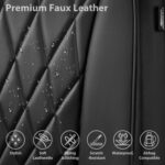 CAR PASS Piping Luxury Faux PU Leather Two Front Car Seat Covers, Waterproof Anti Slip Seat Covers Compatible with Front Seat Armrests,Universal Fit for Suvs,Vans,Trucks, Airbag Compatible(All Black) - Image 5