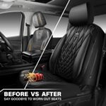 CAR PASS Piping Luxury Faux PU Leather Two Front Car Seat Covers, Waterproof Anti Slip Seat Covers Compatible with Front Seat Armrests,Universal Fit for Suvs,Vans,Trucks, Airbag Compatible(All Black) - Image 6