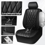 CAR PASS Piping Luxury Faux PU Leather Two Front Car Seat Covers, Waterproof Anti Slip Seat Covers Compatible with Front Seat Armrests,Universal Fit for Suvs,Vans,Trucks, Airbag Compatible(All Black) - Image 7