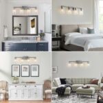 4 Light Bathroom Light Fixtures, Brushed Nickel Modern Bathroom Vanity Light with Clear Glass Shade, Bathroom Lighting Fixtures Over Mirror, Vanity Lights for Bathroom Mirror - Image 7