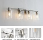 4 Light Bathroom Light Fixtures, Brushed Nickel Modern Bathroom Vanity Light with Clear Glass Shade, Bathroom Lighting Fixtures Over Mirror, Vanity Lights for Bathroom Mirror - Image 8