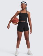 CRZ YOGA Girls Feathery-Fit Soft Athletic Shorts with Zipper Pocket - Tennis Soccer Running Casual Liner Kids Teen - Image 3