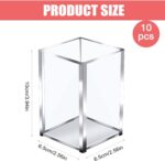 10 Pack Clear Acrylic Pen Holder Makeup Brush Holder Desktop Pencil Organizer Acrylic Pencil Cup Stationery Organizer Accessory for School Makeup Desk Office Pen Storage - Image 3