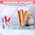 10 Pack Clear Acrylic Pen Holder Makeup Brush Holder Desktop Pencil Organizer Acrylic Pencil Cup Stationery Organizer Accessory for School Makeup Desk Office Pen Storage - Image 5