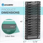 15-Tier Wall File Organizer Hanging Wall File Holder Wall Mount Paper Folder Organize, Mesh Magazine Document Mail Organizer Wall Organizer for Office School Home, Black - Image 3