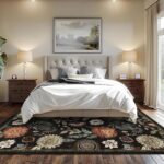 GarveeHome 8x10 Floral Washable Area Rug: Large Living Room Area Rug with Non-Slip Backing Washable Ultra Soft Bedroom Floral Carpet Indoor Stain Resistant Carpet for Dining Room 8 * 10 ft Black - Image 4