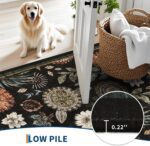 GarveeHome 8x10 Floral Washable Area Rug: Large Living Room Area Rug with Non-Slip Backing Washable Ultra Soft Bedroom Floral Carpet Indoor Stain Resistant Carpet for Dining Room 8 * 10 ft Black - Image 7