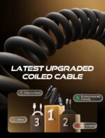 LISEN Coiled USB C Cable, 2 Pack for Android Auto & CarPlay Cable, Short USB A to USB C Cable Compatible with iPhone 17/16/15, Samsung Galaxy S25/S24/S23 A15/A14, Google Pixel 9/8, Space Black 4+6FT - Image 5