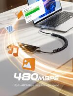 LISEN Coiled USB C Cable, 2 Pack for Android Auto & CarPlay Cable, Short USB A to USB C Cable Compatible with iPhone 17/16/15, Samsung Galaxy S25/S24/S23 A15/A14, Google Pixel 9/8, Space Black 4+6FT - Image 8