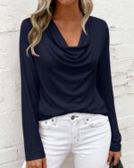 PRETTYGARDEN Womens Spring Tops 2026 Dressy Cowl Neck Long Sleeve Shirts Loose Business Casual Blouses Teacher Tunic Top - Image 3