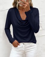 PRETTYGARDEN Womens Spring Tops 2026 Dressy Cowl Neck Long Sleeve Shirts Loose Business Casual Blouses Teacher Tunic Top - Image 4