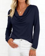 PRETTYGARDEN Womens Spring Tops 2026 Dressy Cowl Neck Long Sleeve Shirts Loose Business Casual Blouses Teacher Tunic Top - Image 5