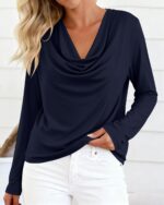 PRETTYGARDEN Womens Spring Tops 2026 Dressy Cowl Neck Long Sleeve Shirts Loose Business Casual Blouses Teacher Tunic Top - Image 6
